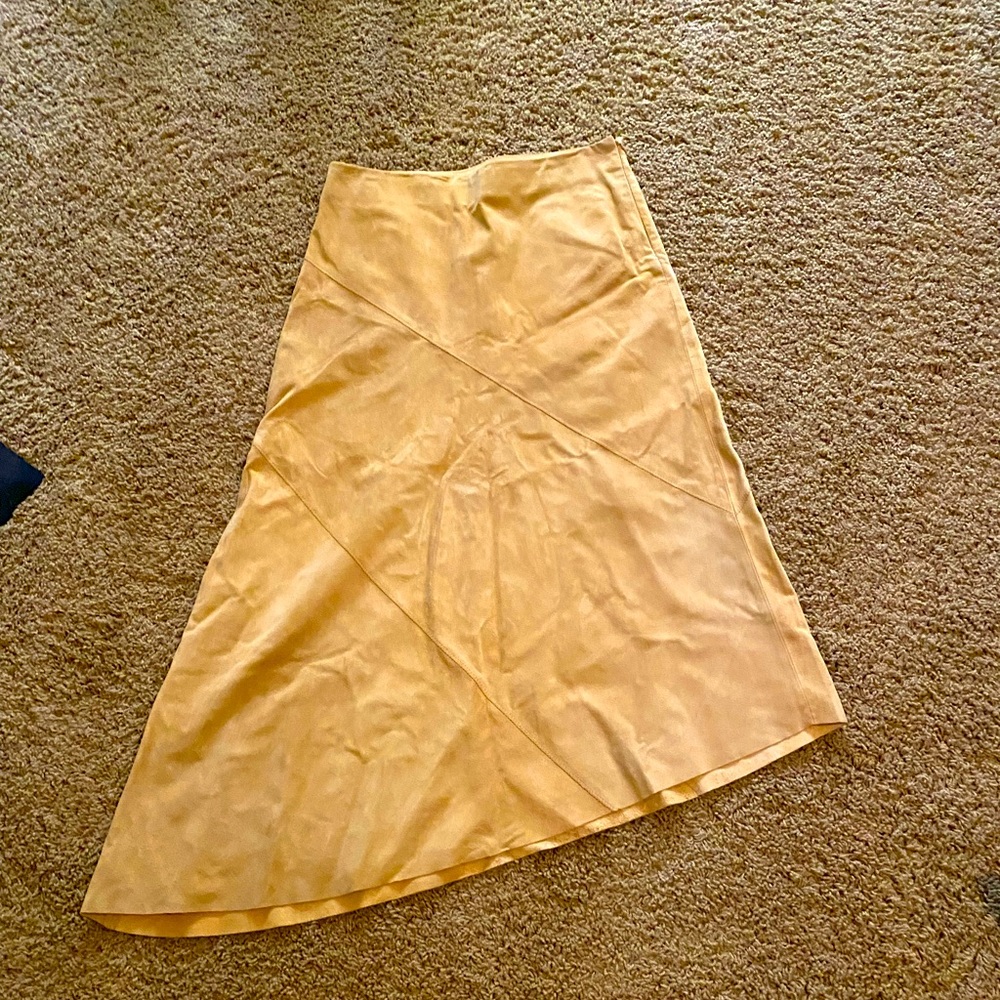 Banana Republic suede asymmetrical golden tan skirt size 6